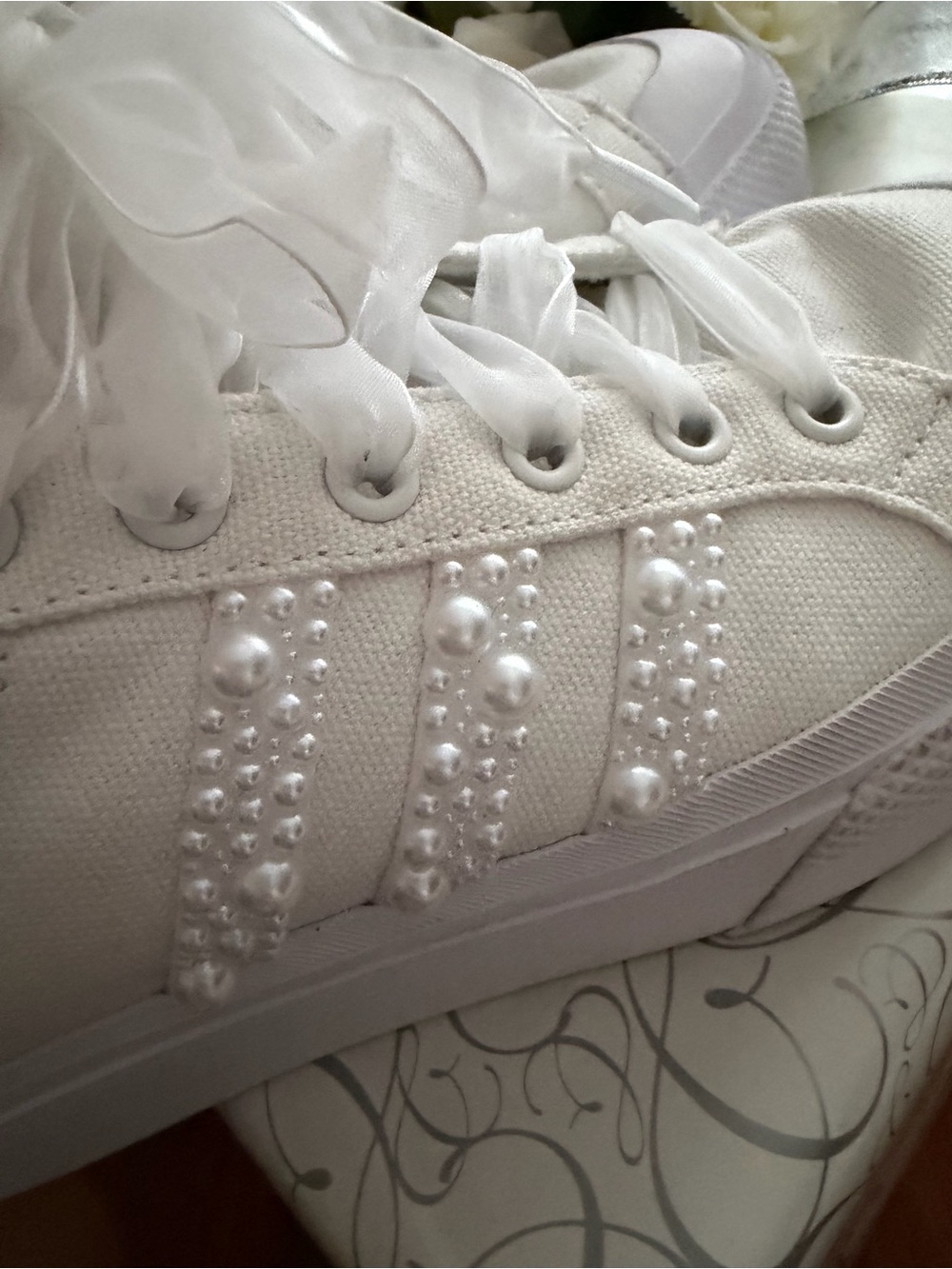 Bride embellished Adidas Sneakers with Ribbon Laces